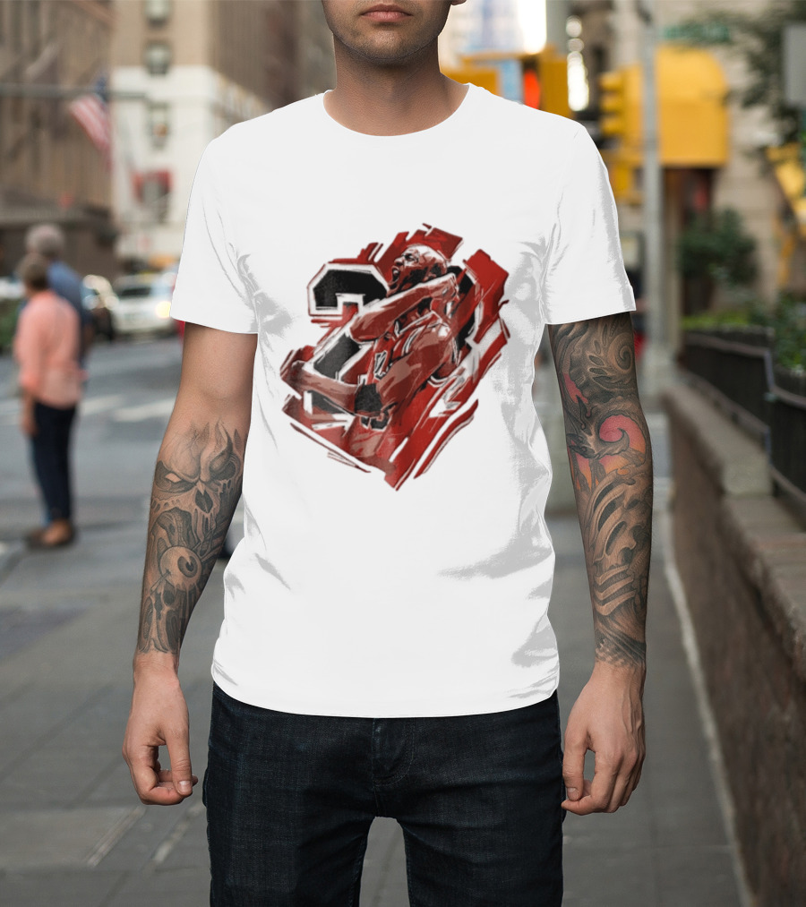 Basketball Player Number 23 Celebration Red Brushstrokes T-Shirt