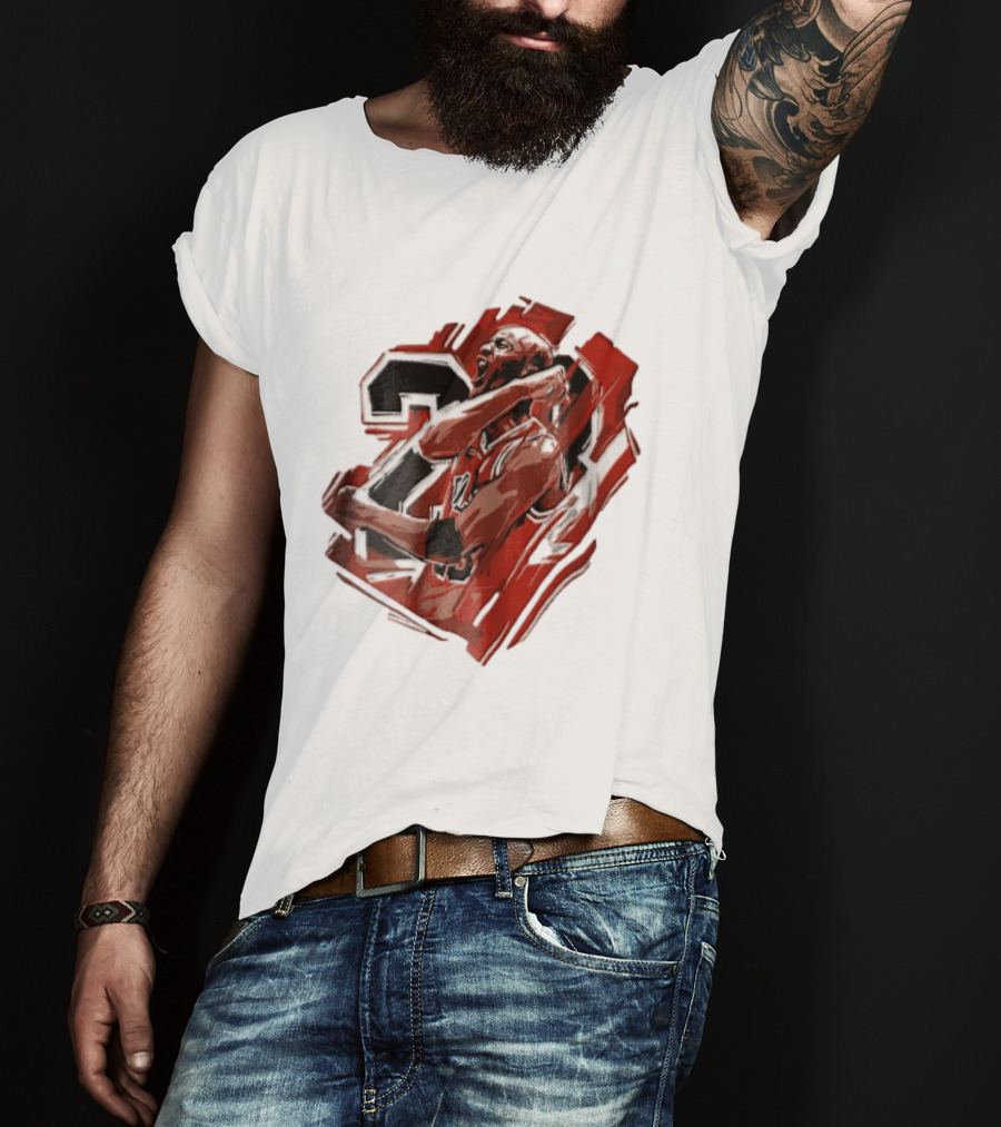 Basketball Player Number 23 Celebration Red Brushstrokes T-Shirt