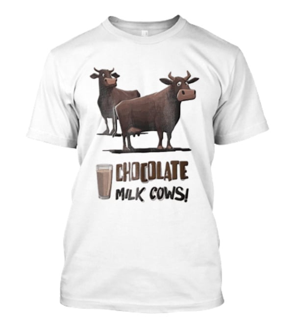 Brown Cartoon Cattle Chocolate Milk Cows Two Standing Glass Cup T-Shirt