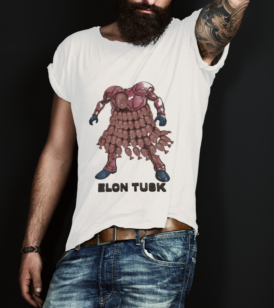 Elon Tusk Bootleg Collage Meme Unique Robot Face Fusion T-Shirt
