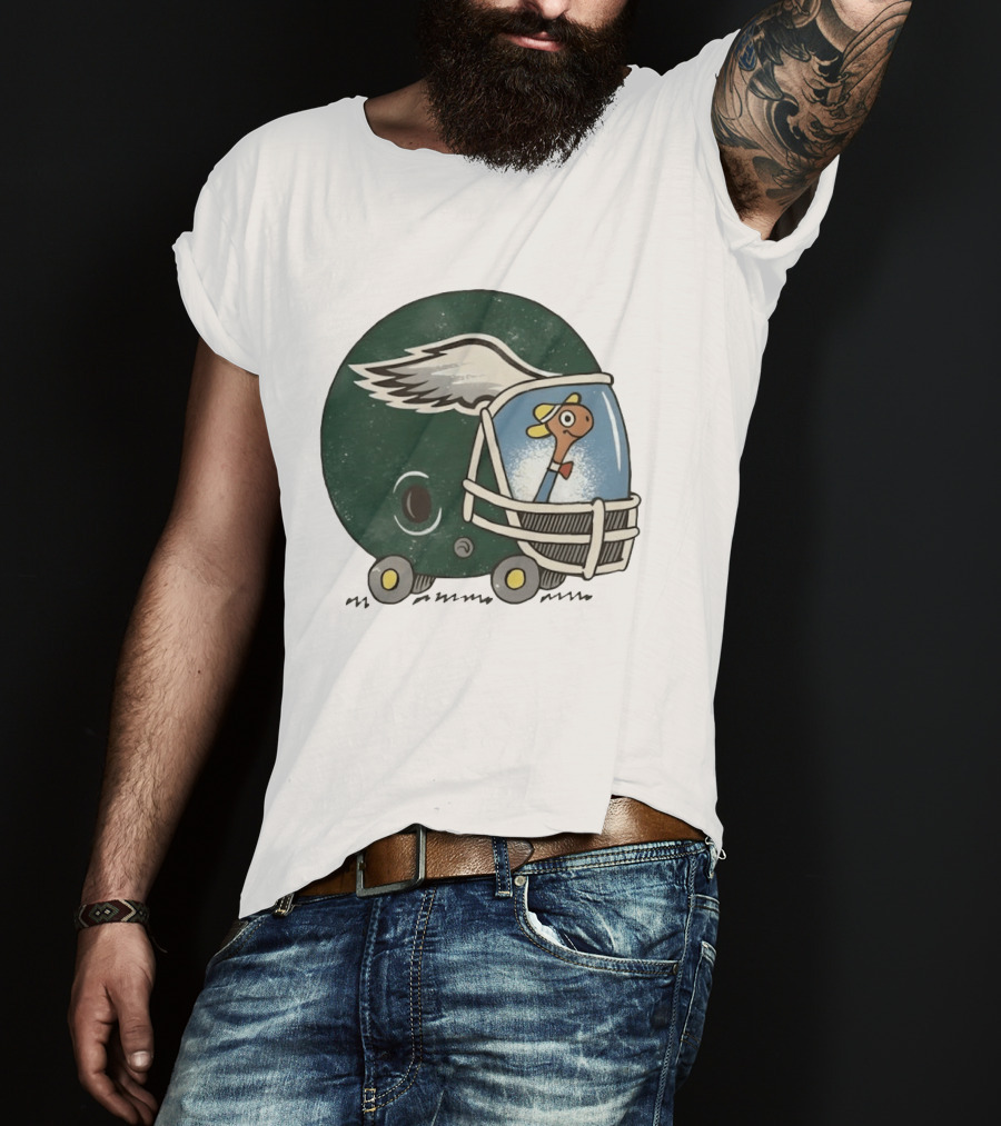 Philadelphia Eagles Worm Inside Football Helmet Sports Humor T-Shirt