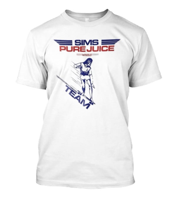 Sims Pure Juice Wheels Skateboard Team Motion Lines T-Shirt