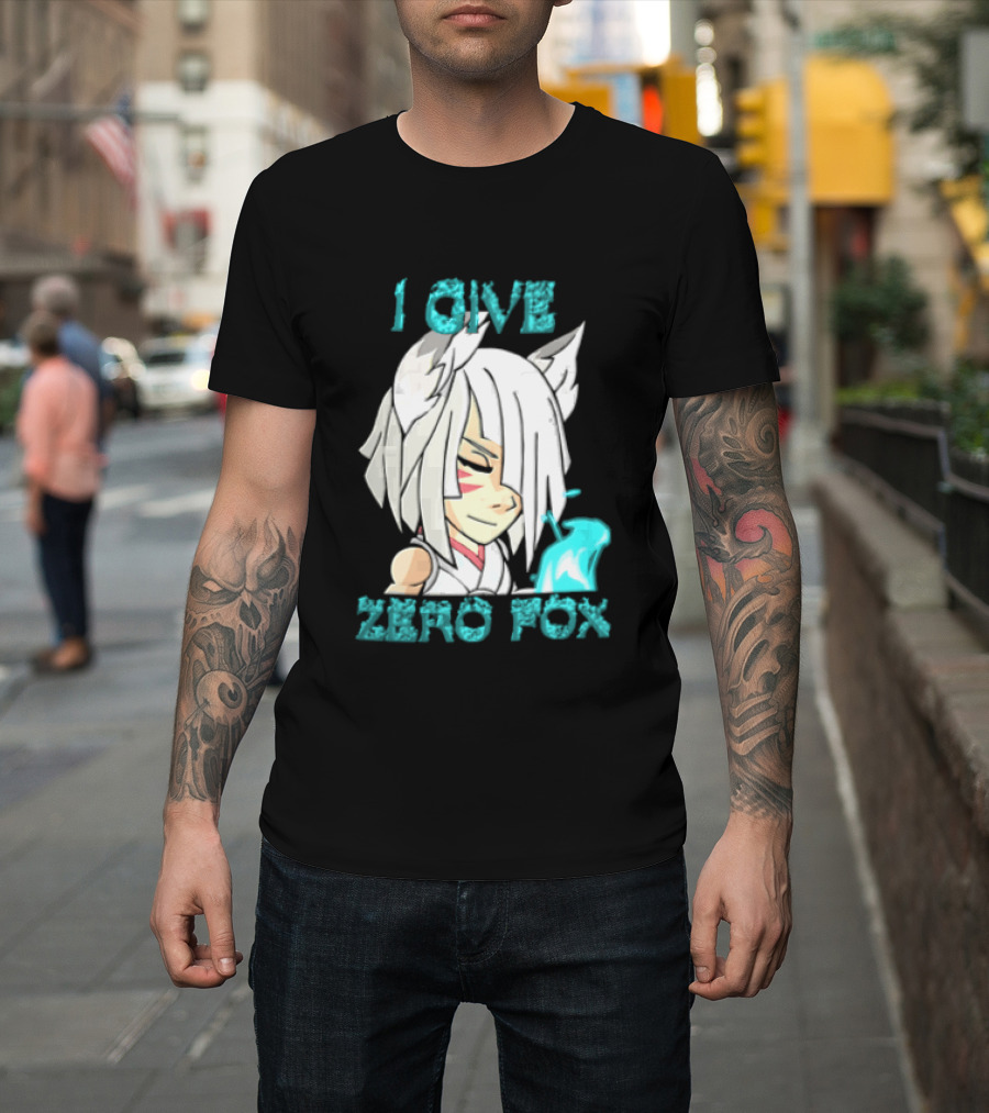 I Give Zero Fox White Hair Kitsune Blue Flame T-Shirt