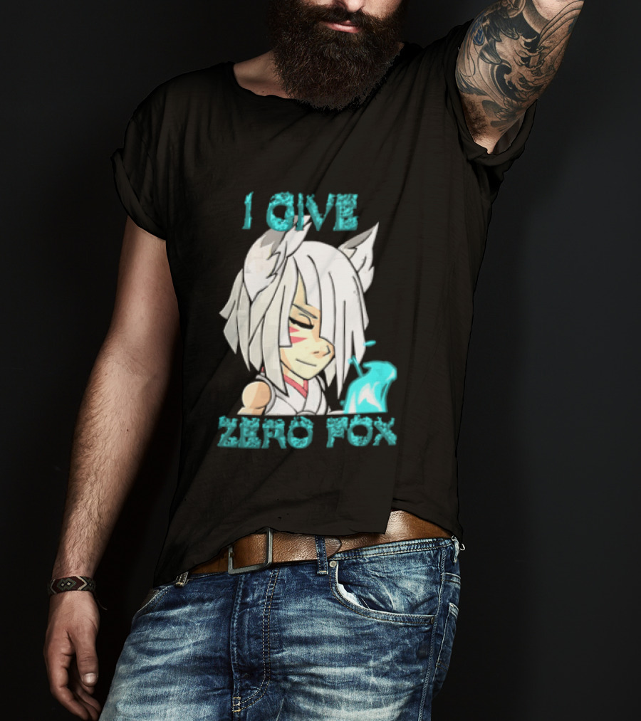 I Give Zero Fox White Hair Kitsune Blue Flame T-Shirt