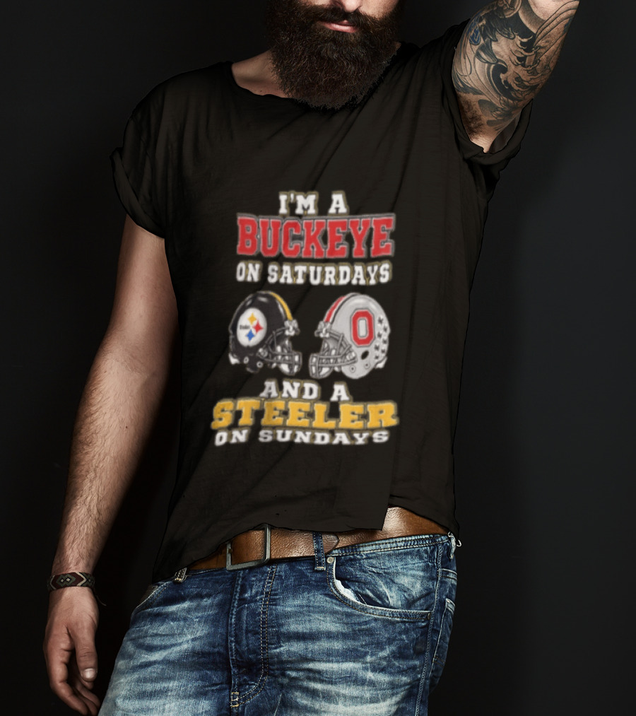 Ohio State Buckeye Saturdays Pittsburgh Steeler Sundays Fan T-Shirt