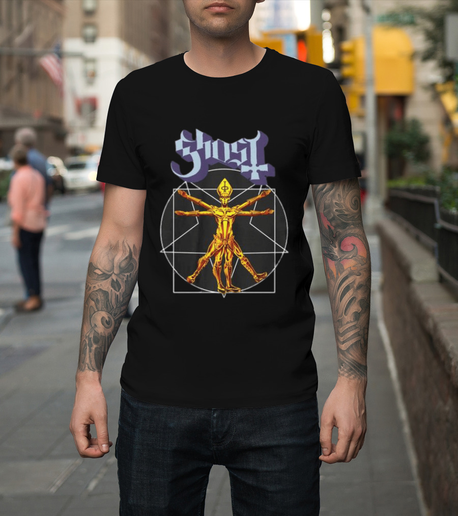 Ghost Store Popestar Vitruvian Man Design Black T-Shirt
