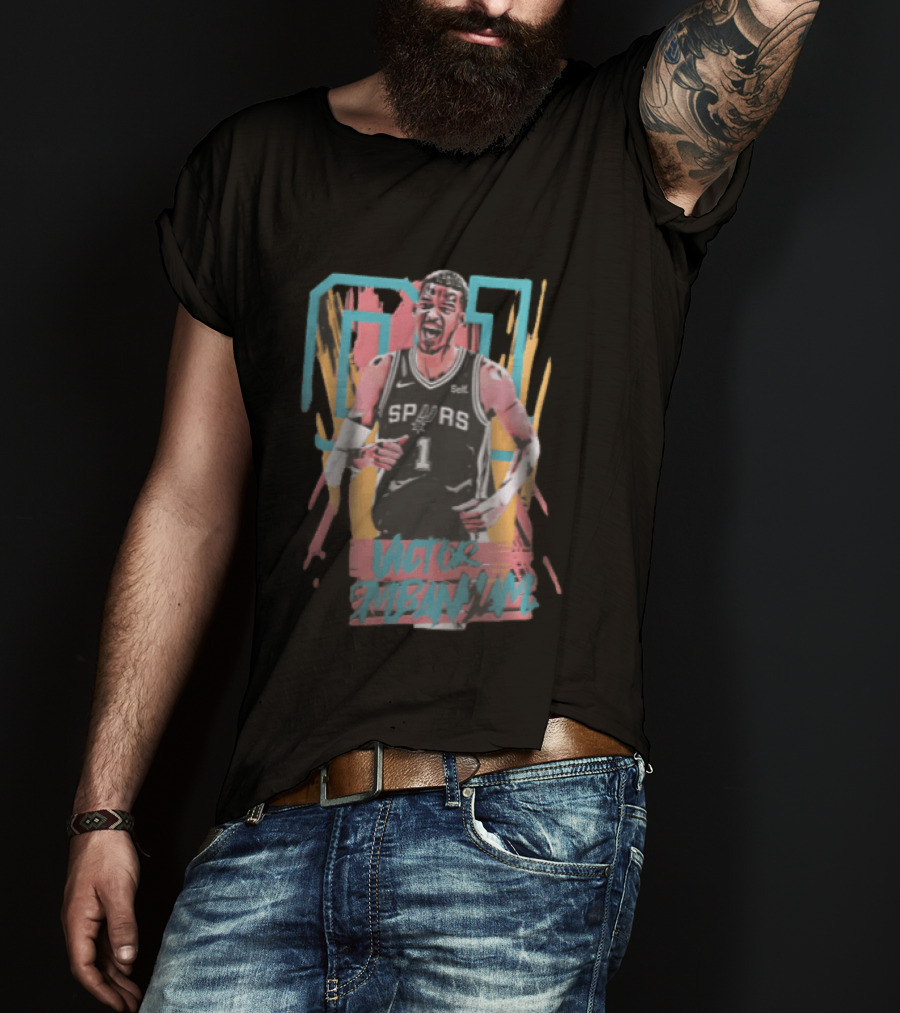 San Antonio Spurs Victor Wembanyama Screaming Player Photo Bootleg NBA T-Shirt
