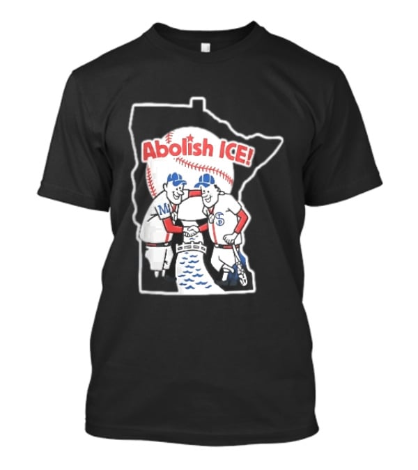 Minnesota Twins Abolish ICE Cartoon Players Shaking Hands River State T-Shirt