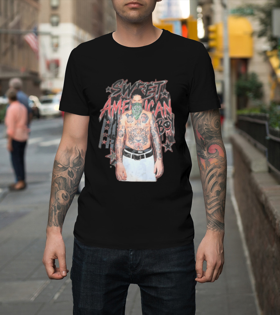 Sweet American Boy Less Tattooed Man Green Bandana Stars Bootleg T-Shirt