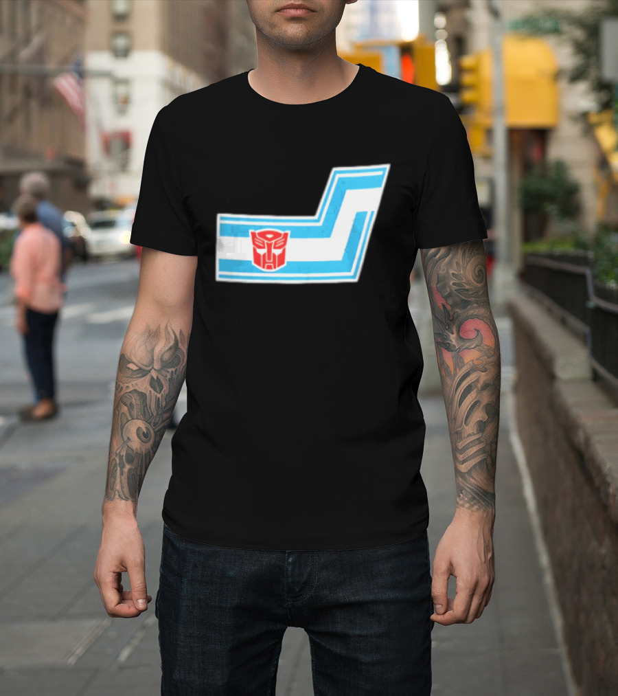 Transformers Autobots Red Insignia Blue White Racing Stripes Chevron Stickers T-Shirt