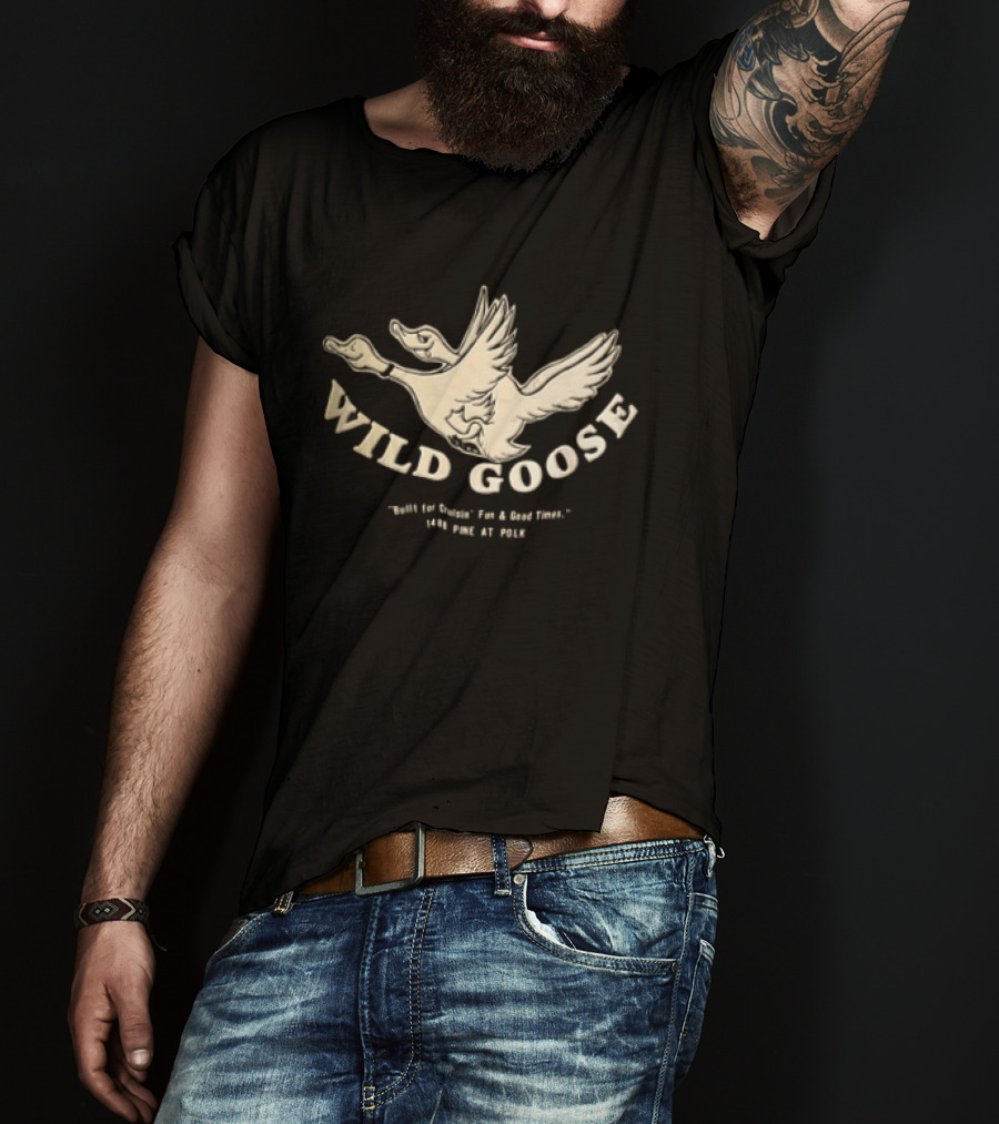 Wild Goose Built For Cruisin Fun And Good Times 1488 Pine At Polk Two Headed Cartoon Bird T-Shirt