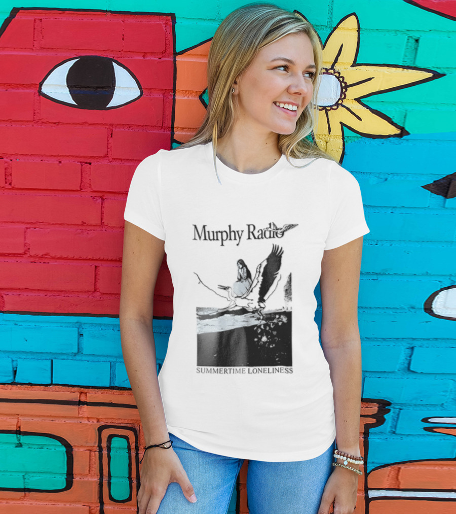 Murphy Radio Summertime Loneliness Woman On Flying Crane At Shore Line T-Shirt