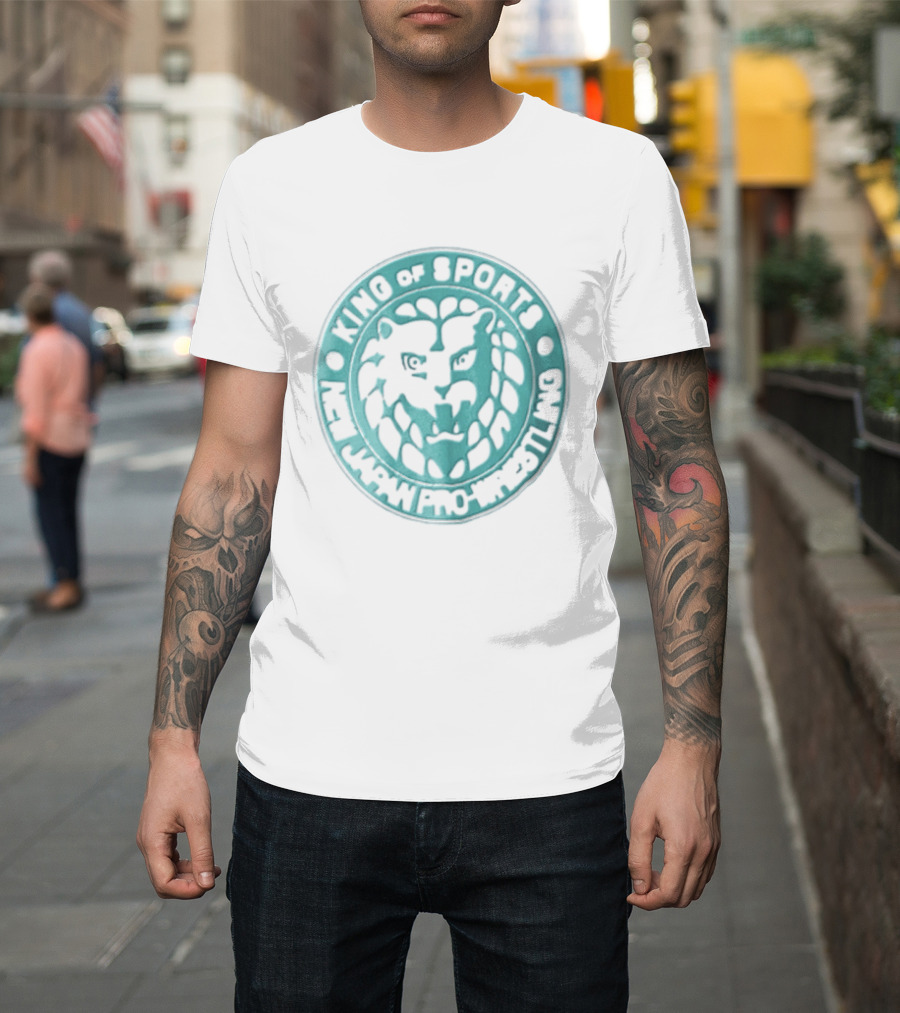 New Japan Pro Wrestling King Of Sports Teal Circular Lion Head T-Shirt