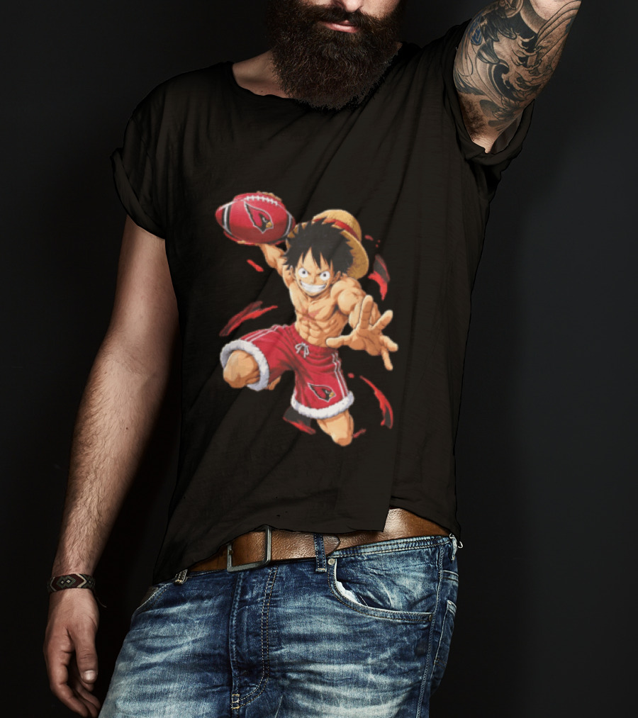 Arizona Cardinals Straw Hat Anime Football Player Action T-Shirt
