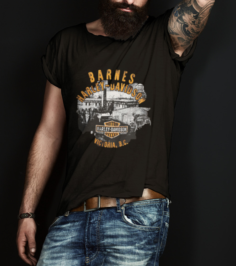 Barnes Harley Davidson Motor Cycles Victoria BC Distressed T-Shirt