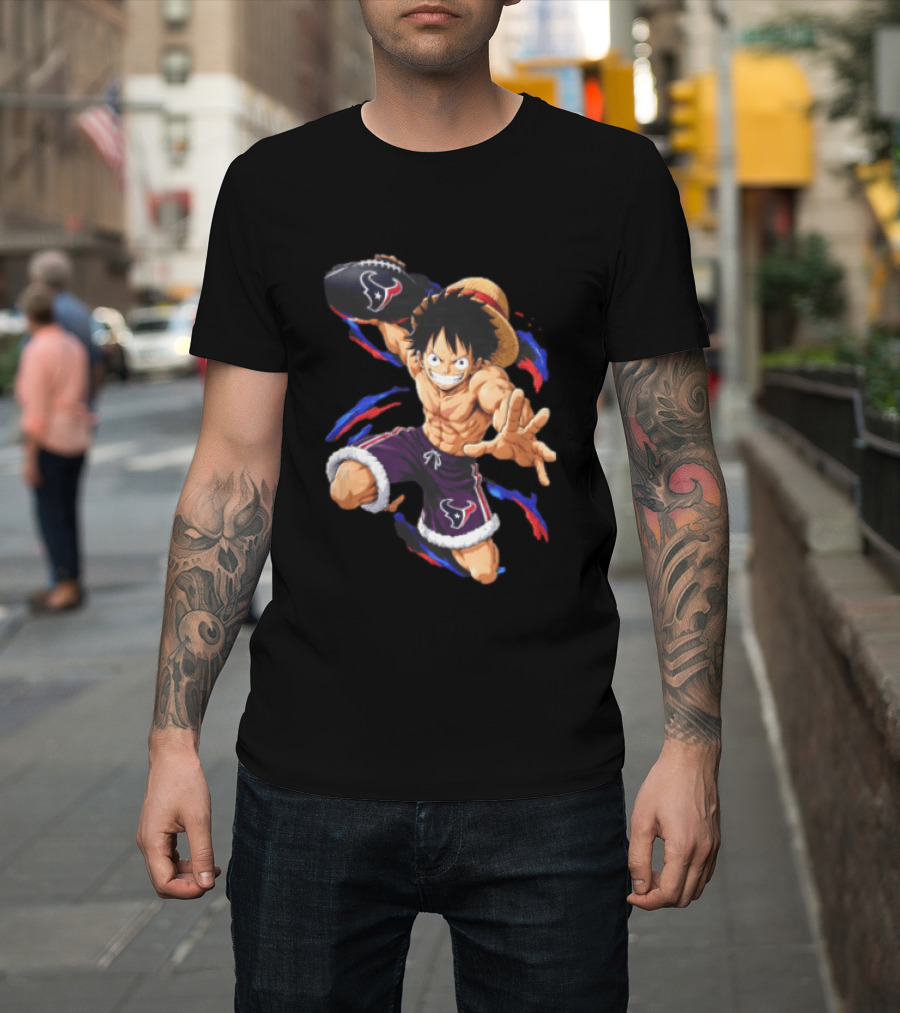 Anime Luffy Houston Texans Football Fan T-Shirt