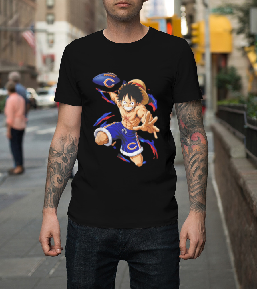 Chicago Bears Straw Hat Pirate Football Anime Crossover Adventures T-Shirt