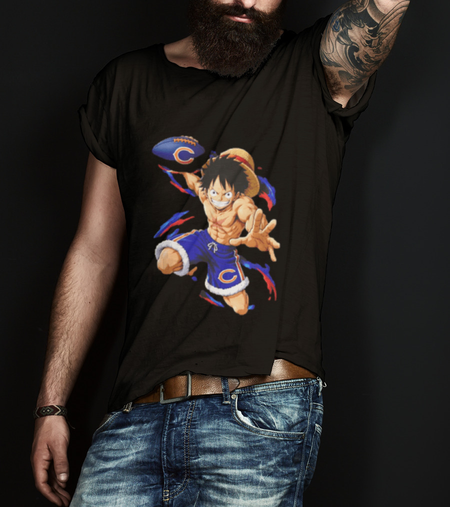 Chicago Bears Straw Hat Pirate Football Anime Crossover Adventures T-Shirt