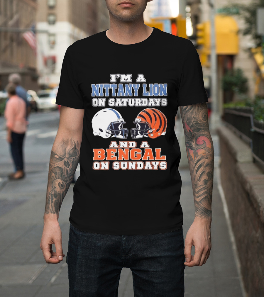Nittany Lion On Saturdays Bengal On Sundays Football Fan Helmets T-Shirt