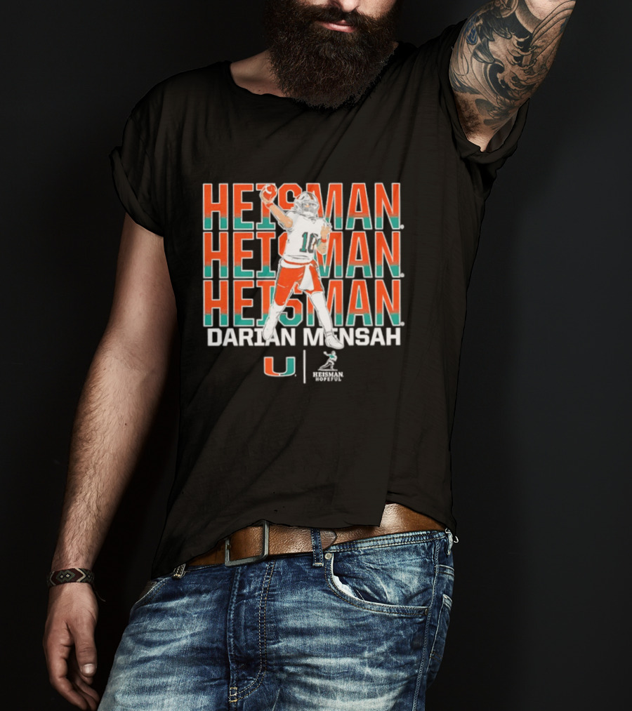 Miami Hurricanes Darian Mensah Heisman Hopeful Football Pose T-Shirt