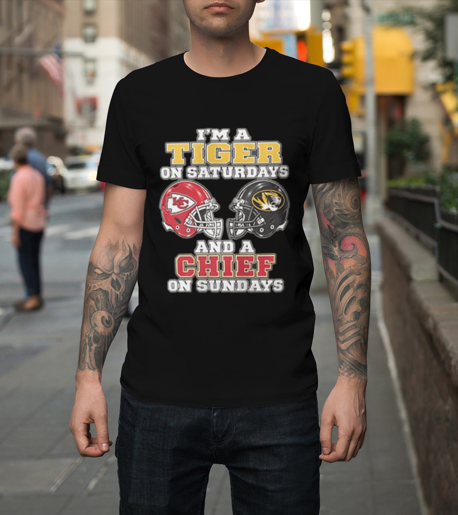 I'm A Tiger On Saturdays On And A Chief On Sundays Kansas City Missouri T-Shirt