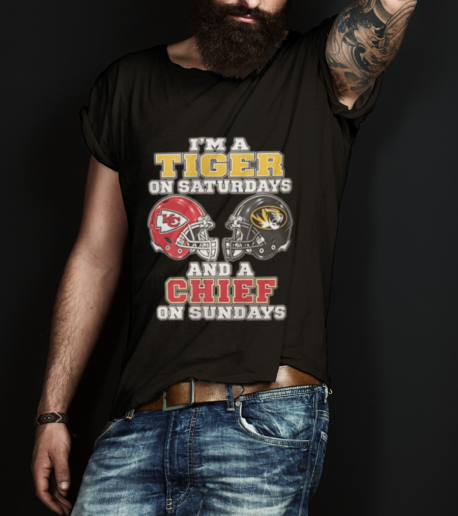 I'm A Tiger On Saturdays On And A Chief On Sundays Kansas City Missouri T-Shirt
