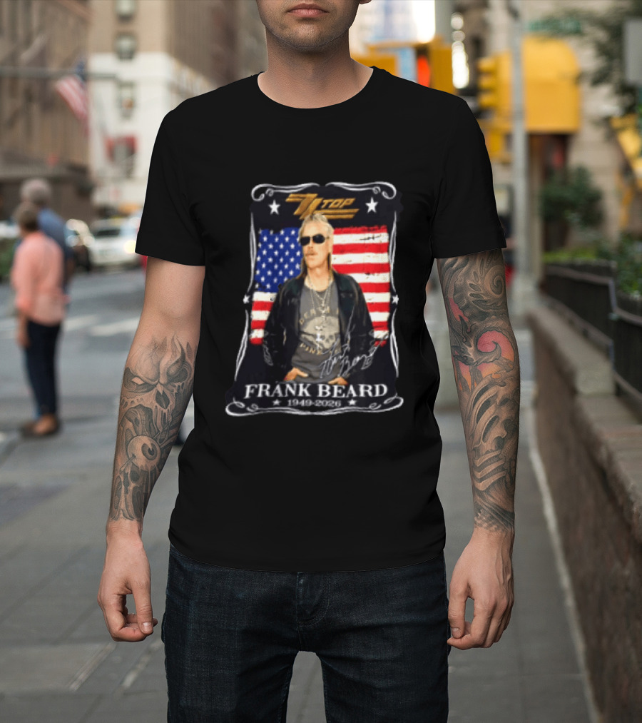 ZZ Top Frank Beard 1949 2026 American Flag Memorial T-Shirt