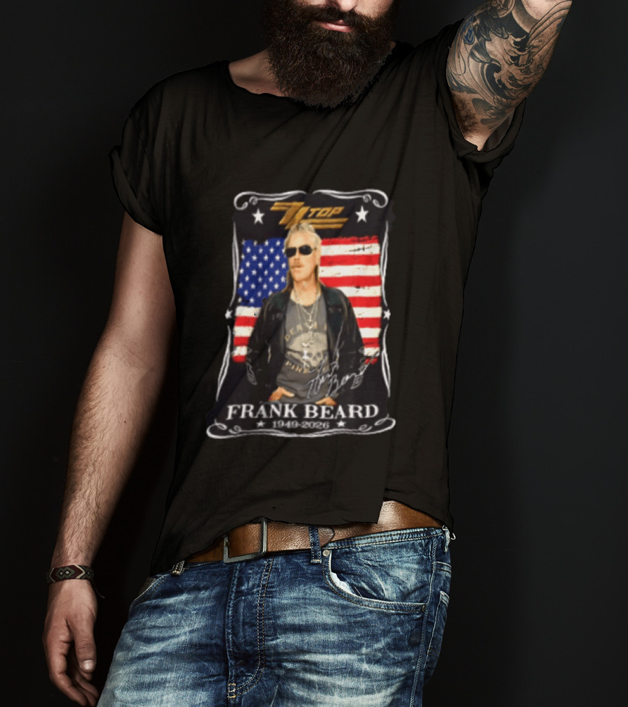 ZZ Top Frank Beard 1949 2026 American Flag Memorial T-Shirt