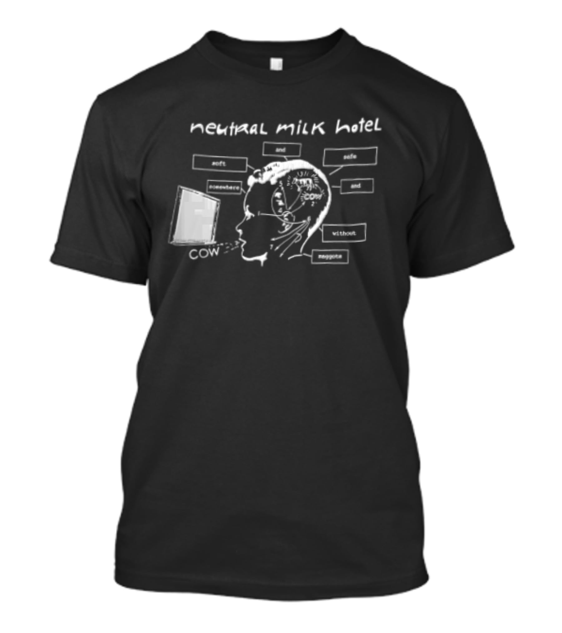 Neutral Milk Hotel Cow Head Diagram Line Soft And Safe Confirmed Concepts Maggots T-Shirt
