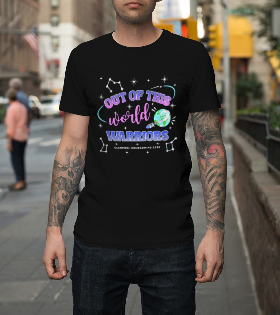 Out Of This World Warriors Glenpool Homecoming 2026 Cartoon Earth Rocket Constellations T-Shirt