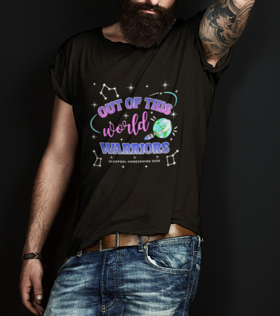 Out Of This World Warriors Glenpool Homecoming 2026 Cartoon Earth Rocket Constellations T-Shirt