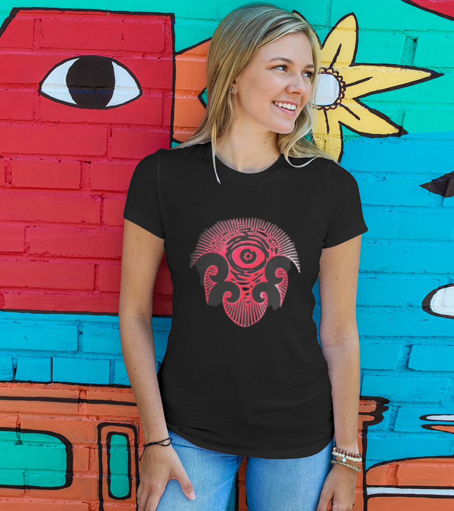 Red Mystical All Seeing Eye Sunburst Rays T-Shirt