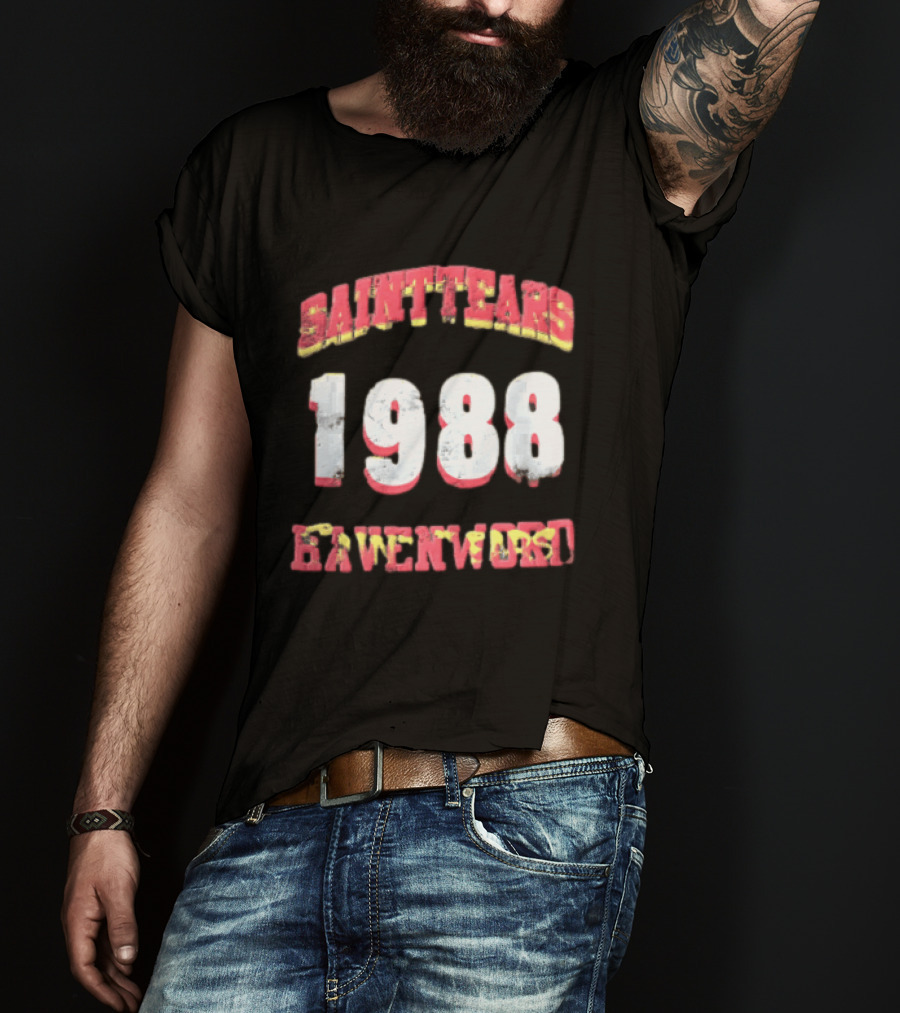 Saint Tears Havenford 1988 Distressed Athletic Block Font Numbers T-Shirt