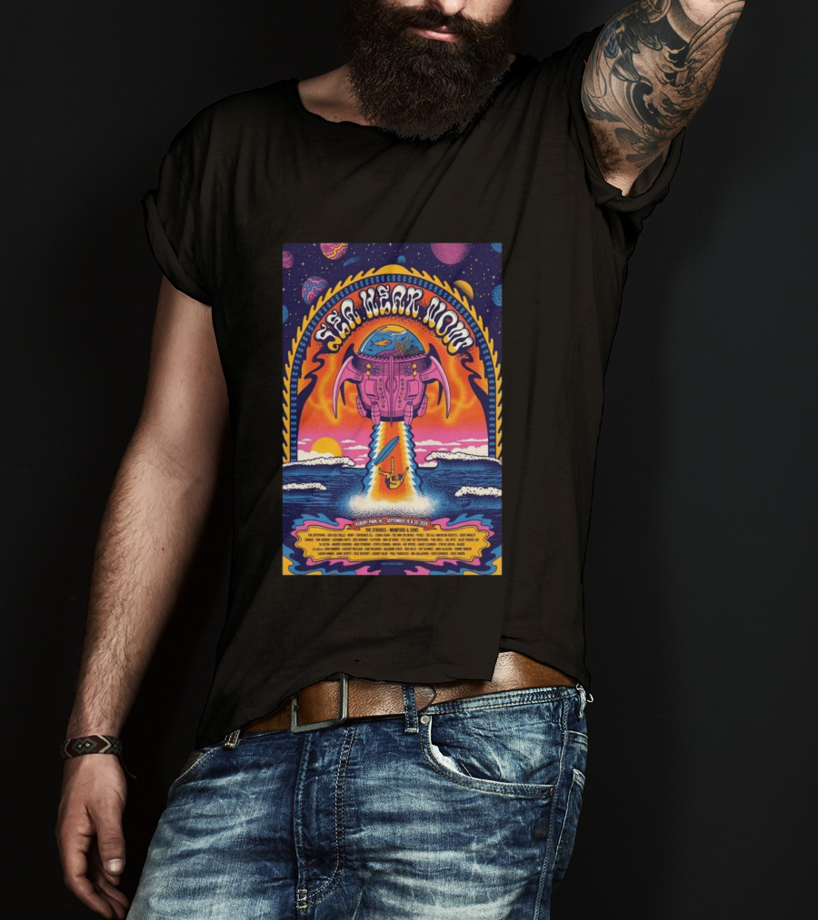 Sea Hear Now Asbury Park September 19 20 2026 The Strokes Mumford & Sons Psychedelic Spaceship Surf T-Shirt