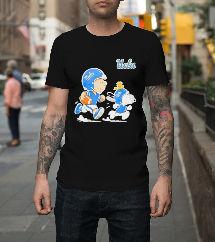 UCLA Charlie Brown Woodstock Snoopy Football NCAA Bruins Collaboration T-Shirt