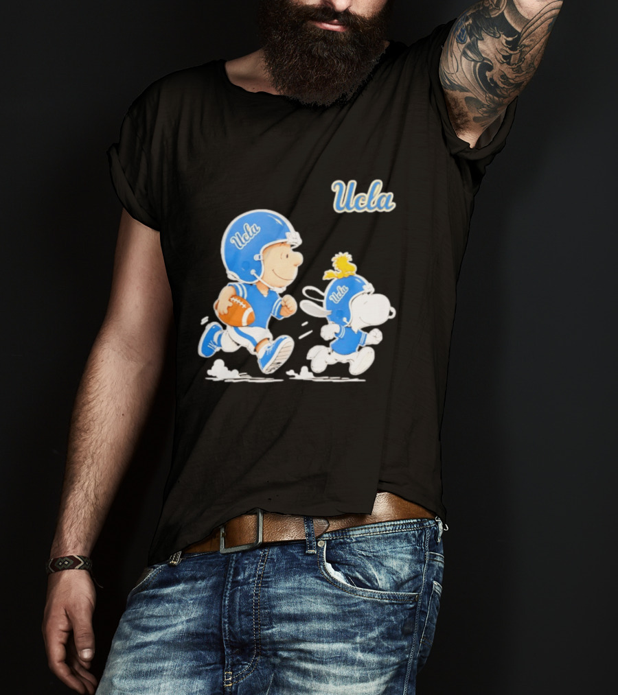 UCLA Charlie Brown Woodstock Snoopy Football NCAA Bruins Collaboration T-Shirt