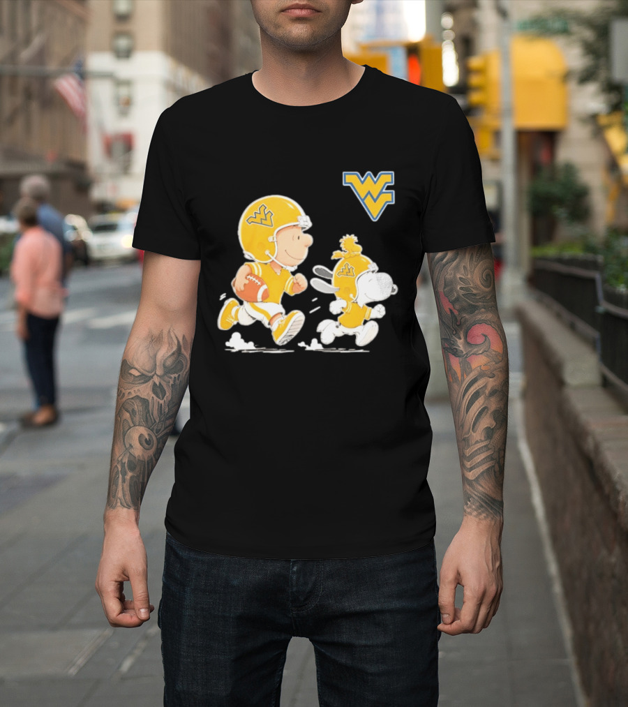 West Virginia Mountaineers Football Snoopy Woodstock Charlie Brown NCAA Running T-Shirt