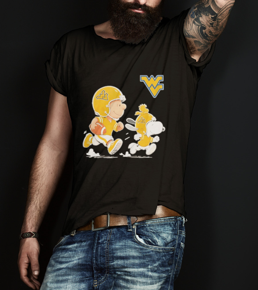 West Virginia Mountaineers Football Snoopy Woodstock Charlie Brown NCAA Running T-Shirt