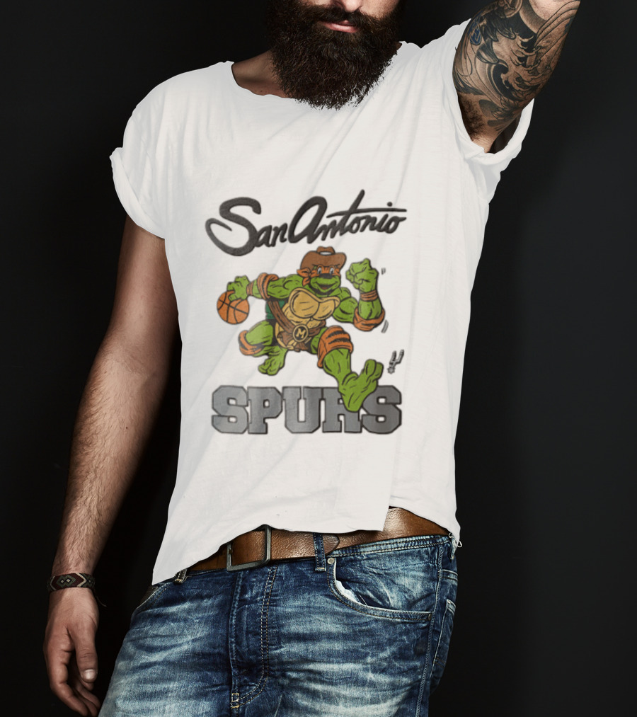 San Antonio Spurs Cartoon Turtle Cowboy Basketball T-Shirt