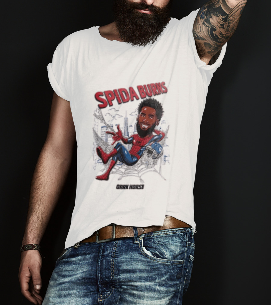 Spida Burns Dark Horse With Spider Man New York Giants T-Shirt