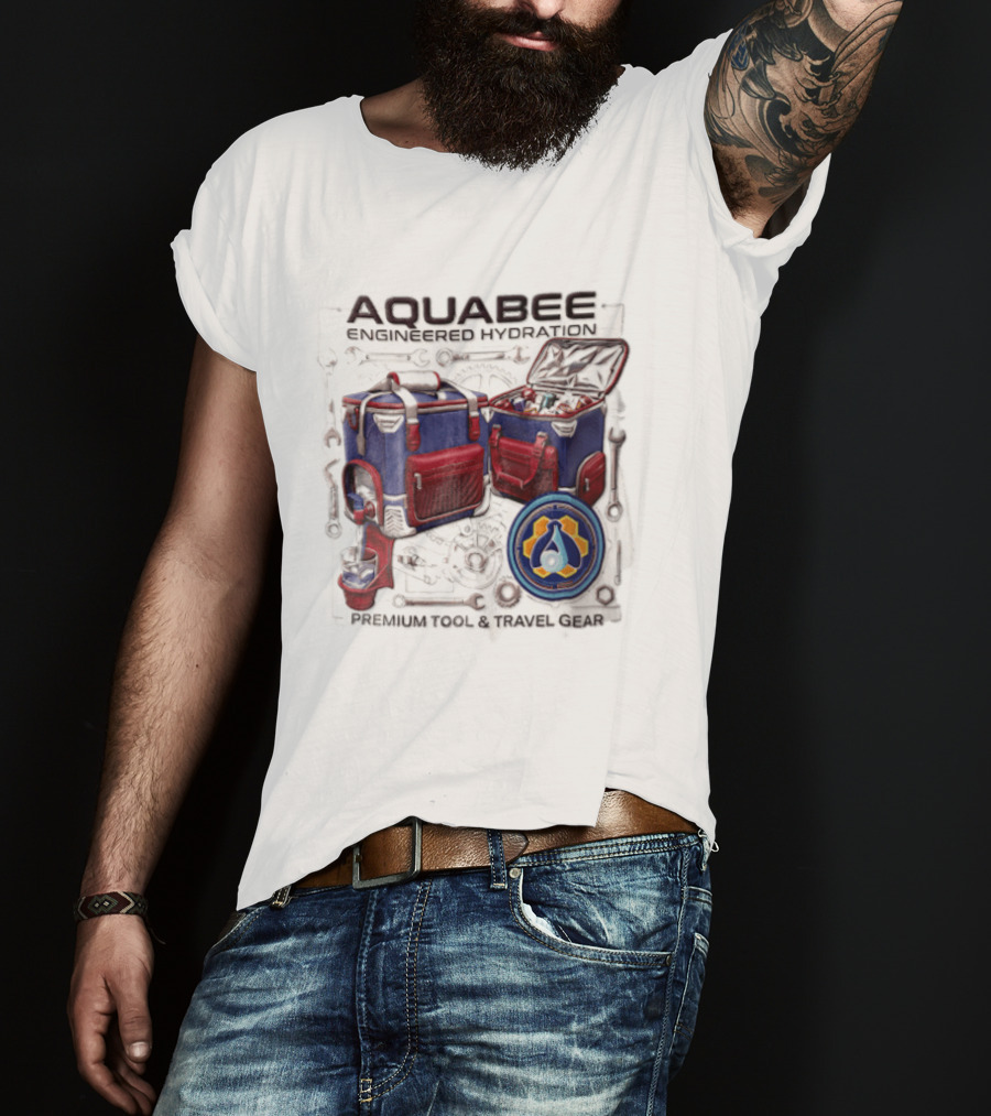 Aquabee Engineered Hydration Premium Tool And Travel Gear Cooler Blueprint T-Shirt