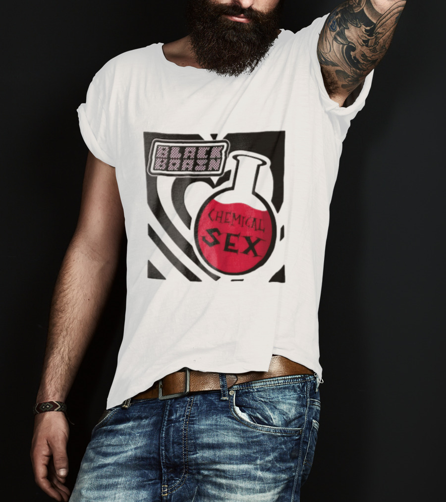 Black Brain Chemical Sex Halftone Heart Flask T-Shirt