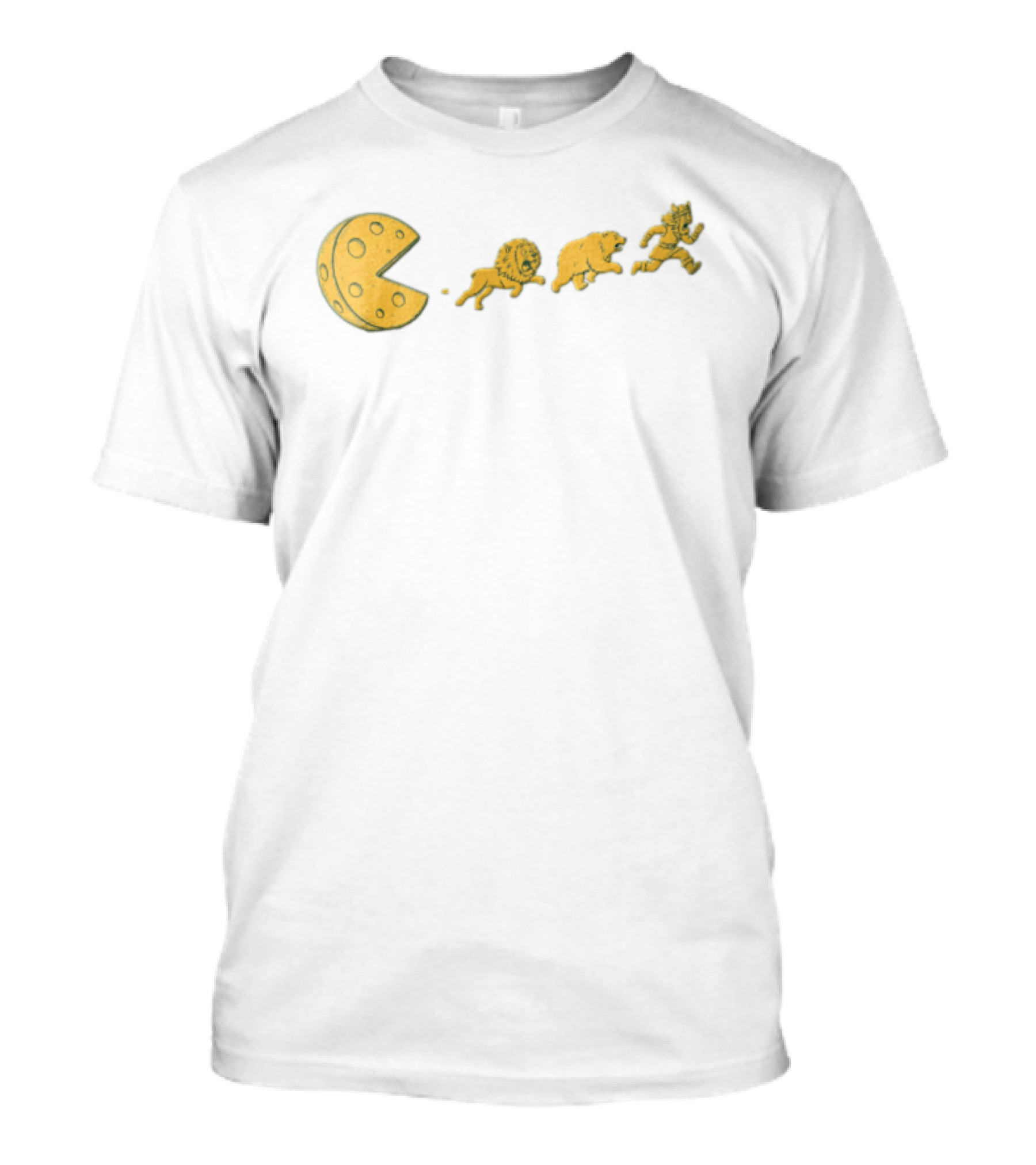 Cartoon Cheese Pacman Chasing Lion Bear Viking T-Shirt