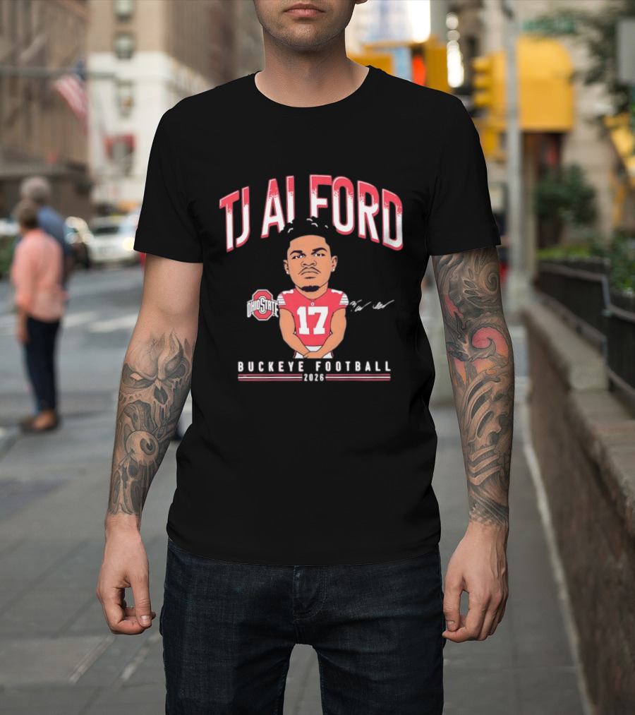 TJ Alford 17 Ohio State Buckeye Football 2026 Caricature T-Shirt