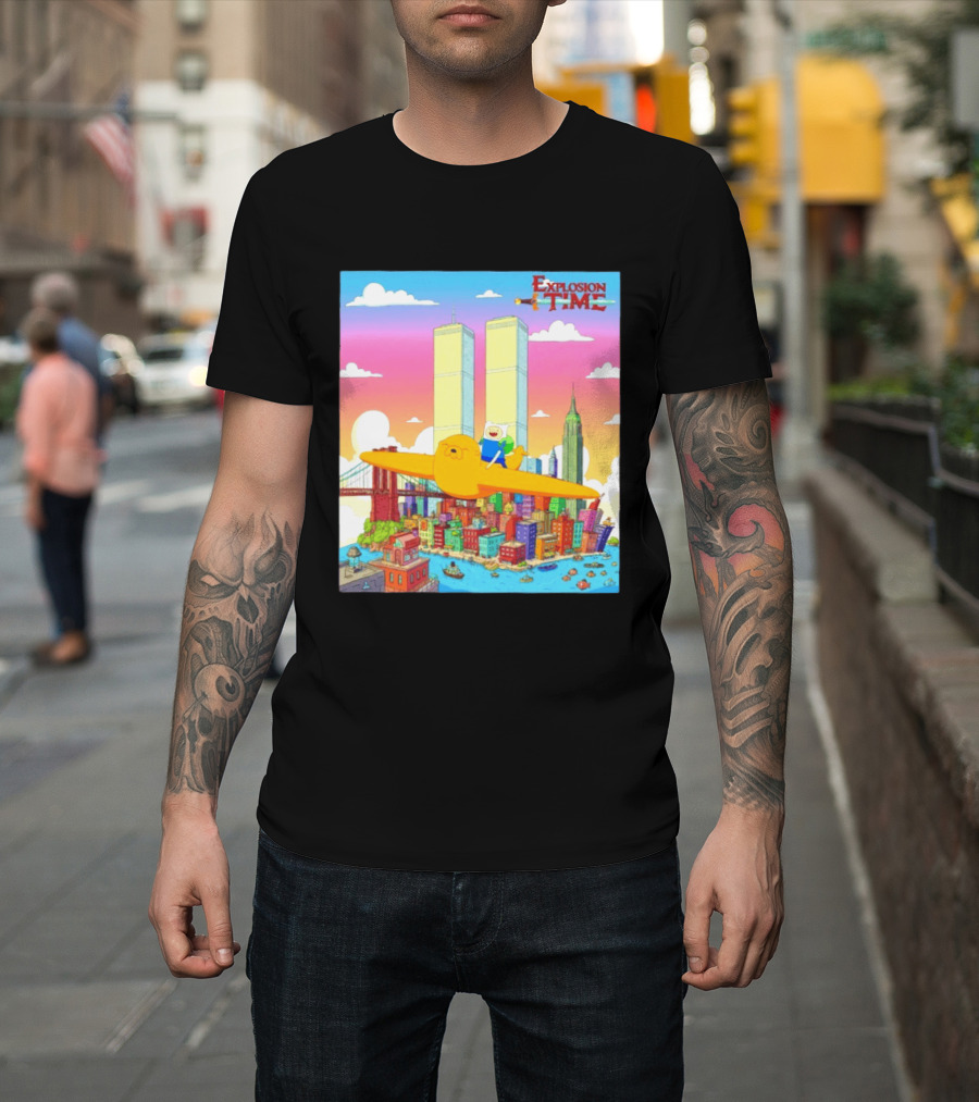 Explosion Time Adventure Finn And Jake NYC Skyline T-Shirt