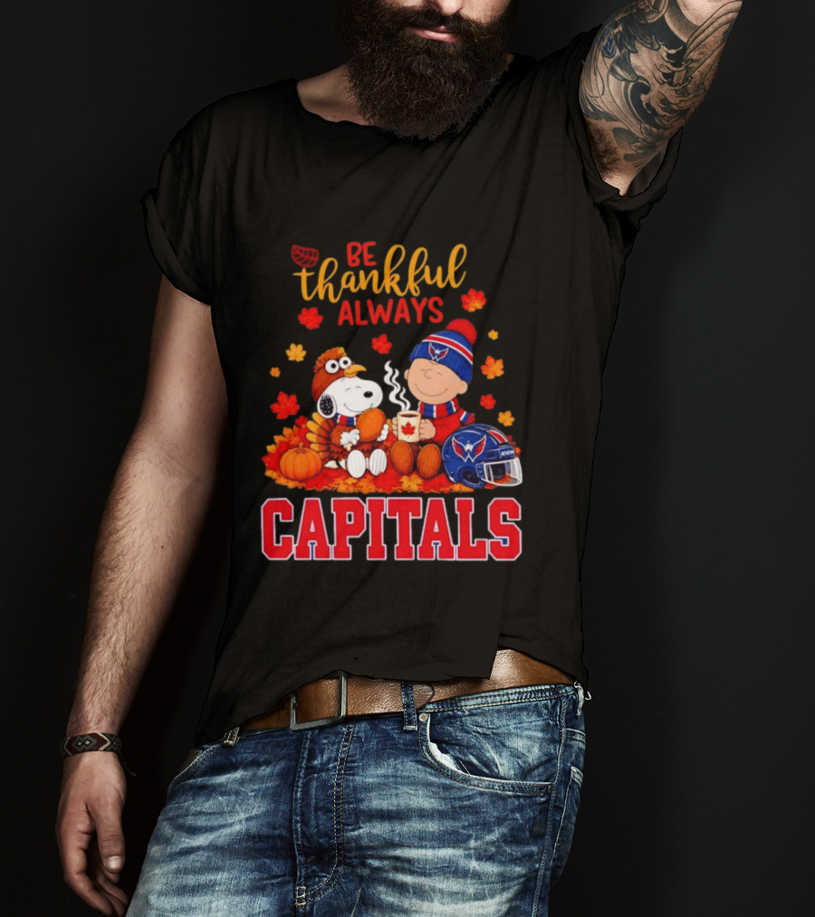 Be Thankful Always Snoopy And Charlie Brown Washington Capitals Cozy Autumn T-Shirt