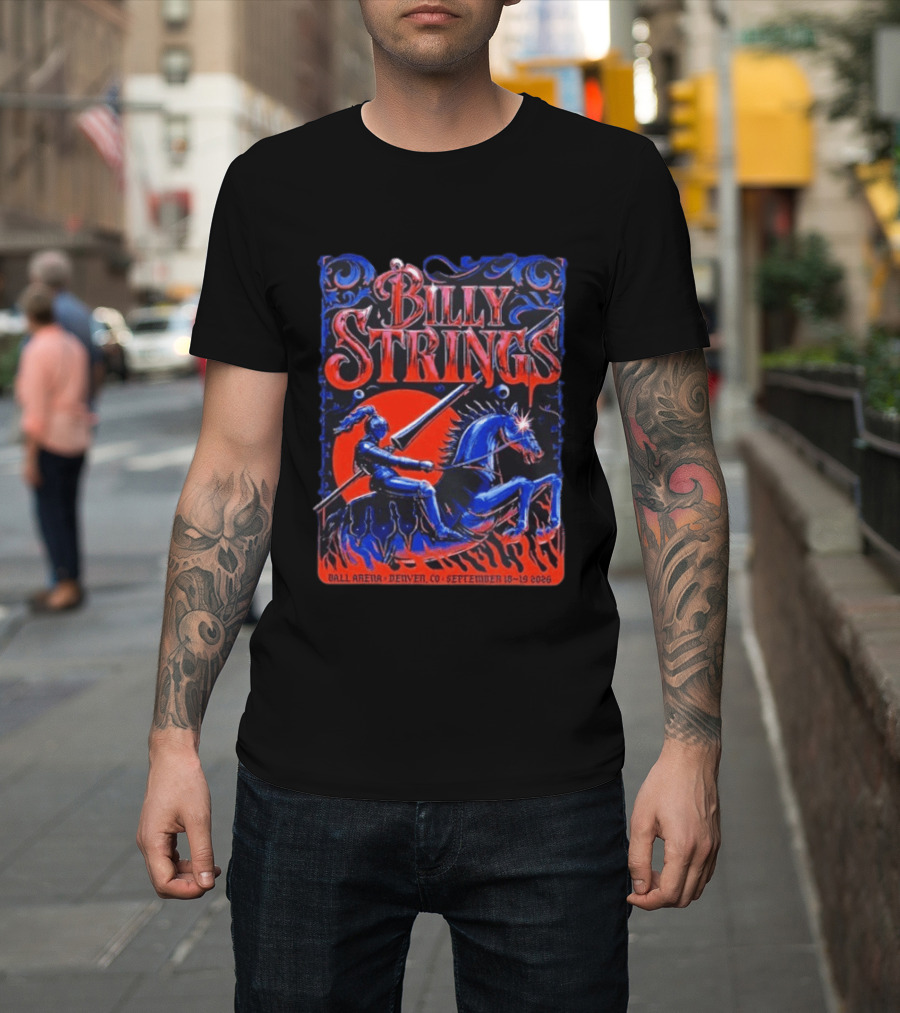 Billy Strings Ball Arena Denver September 18 19 2026 Knight On Horse Tour T-Shirt