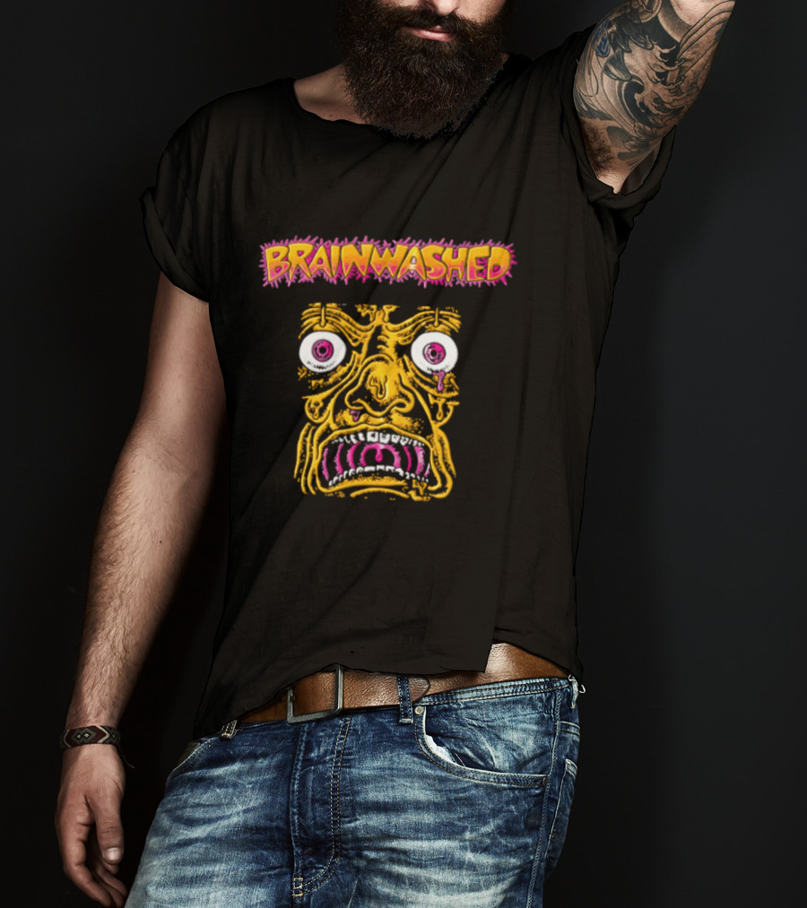 Brainwashed Distorted Melting Face Pink Eyes Vibrant Expression T-Shirt