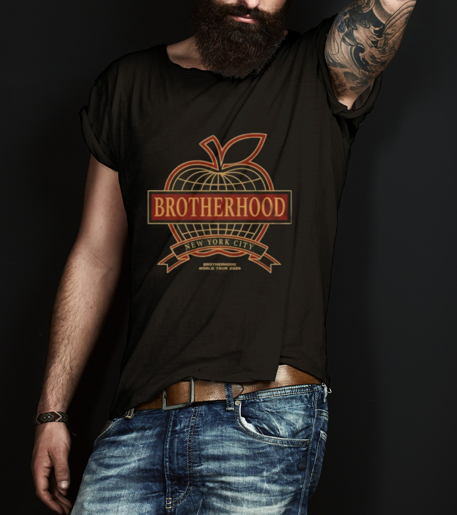 Brotherhood New York City World Tour 2026 Apple Globe T-Shirt