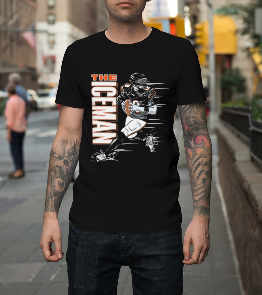 Chicago Bears The Iceman Football Player Running Holding Ball T-Shirt